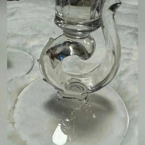 VTG Fostoria Depression Glass Candlestick Holders Beaded Glam Cottagecore EUC - Picture 5 of 9